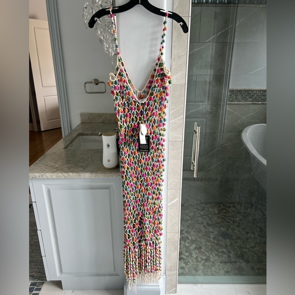 Retrofete Calypso Beaded Crochet Midi Dress - Picture 10 of 13